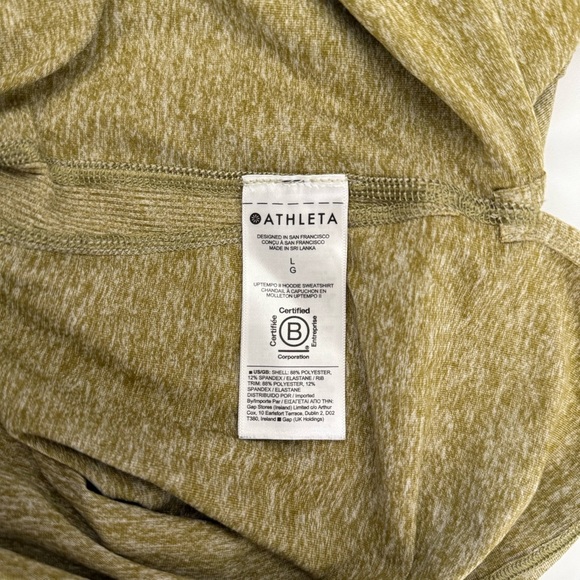 Athleta Uptempo Hoodie Sweatshirt Green/Gold Stretch Active Athletic Gym Running - Picture 6 of 6